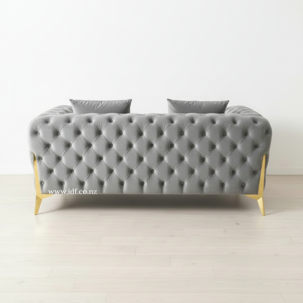 Modern Grey Velvet Chesterfield Sofa Set – 2 & 3 Seater | Luxury Lounge Suite NZ