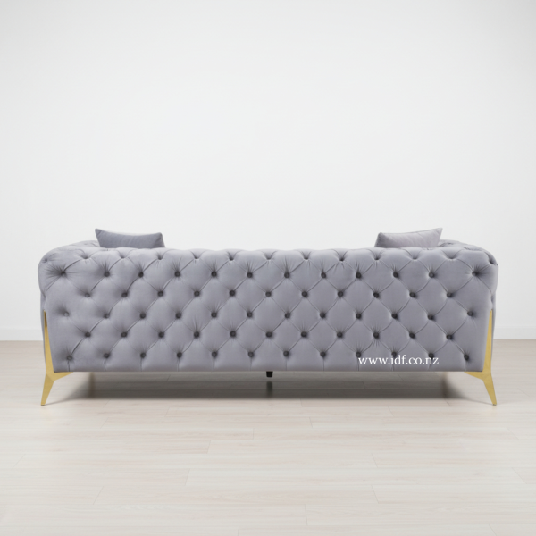 Modern Grey Velvet Chesterfield Sofa Set – 2 & 3 Seater | Luxury Lounge Suite NZ