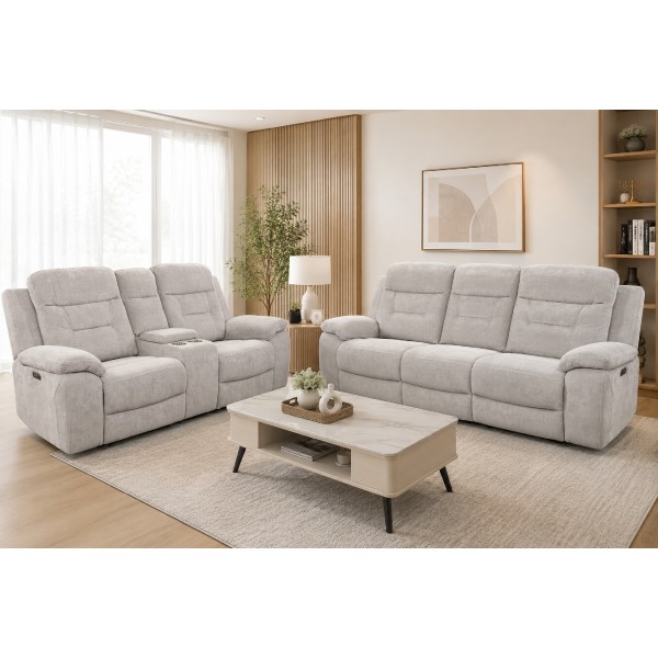 Light Grey Chenille 2+3 Seater Electric Recliner Sofa Set with USB & Cup Holders Light Grey Chenille 2+3 Seater Electric Recliner Sofa Set with USB & Cup Holders
