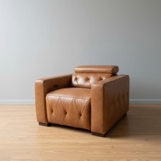 Luxury Brown Leather Electric Recliner Armchair