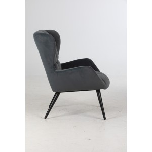 Velvet wingback armchair-Dark grey  Velvet wingback armchair-Dark grey