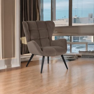 Velvet wingback armchair-Light coffee Velvet wingback armchair-Light coffee