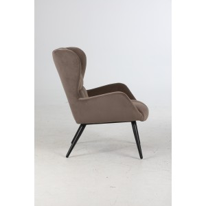Velvet wingback armchair-Light coffee Velvet wingback armchair-Light coffee