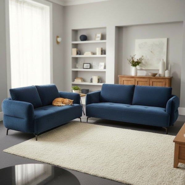 Blue Chenille Lounge Suite 2+3 Seater – Premium Comfort & Modern Style | NZ