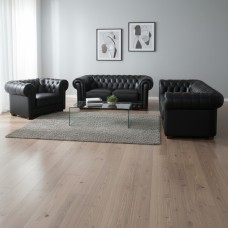 Black Leather Chesterfield Sofa suites - 1+2+3 Seaters 