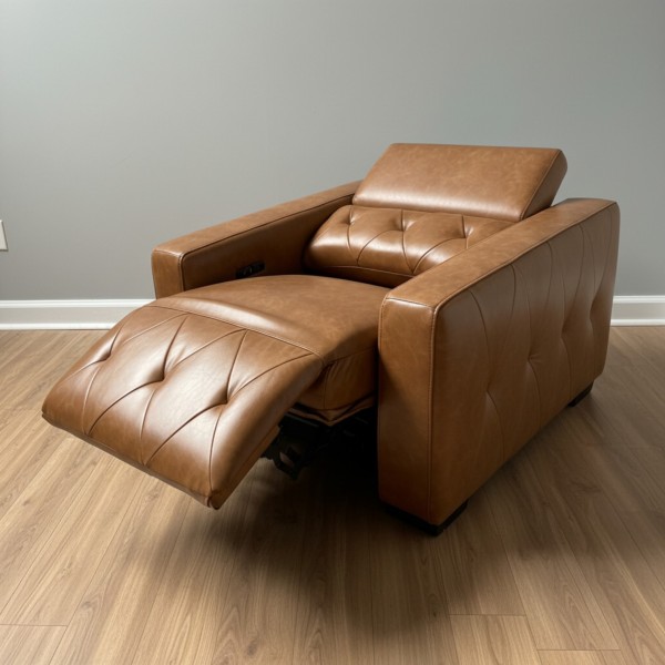 Luxury Brown Leather Electric Recliner Armchair