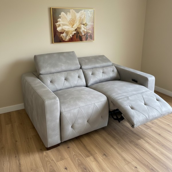 2 Seater Electric Recliner Sofa – Light Grey | Modern Power Recliner Couch NZ