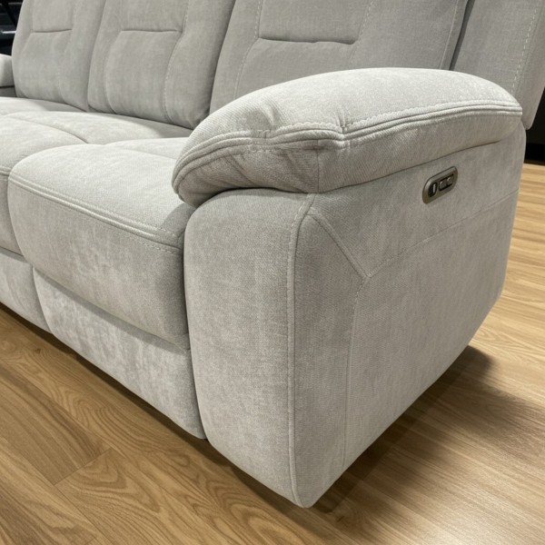 Light Grey Chenille 2+3 Seater Electric Recliner Sofa Set with USB & Cup Holders