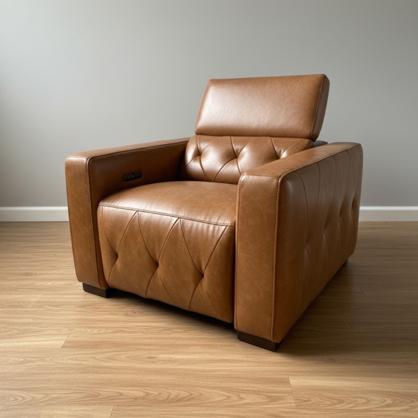 Luxury Brown Leather Electric Recliner Armchair
