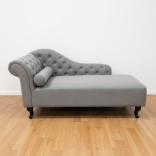 Classic Chaise Lounge-Velvet & Linen Luxury Daybed  - Left-Armrest-Grey-Linen