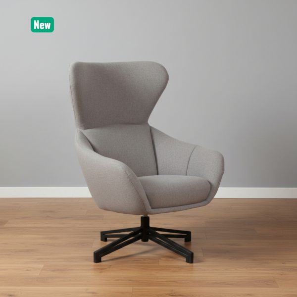 Modern Wingback Swivel Armchair - Light Grey 