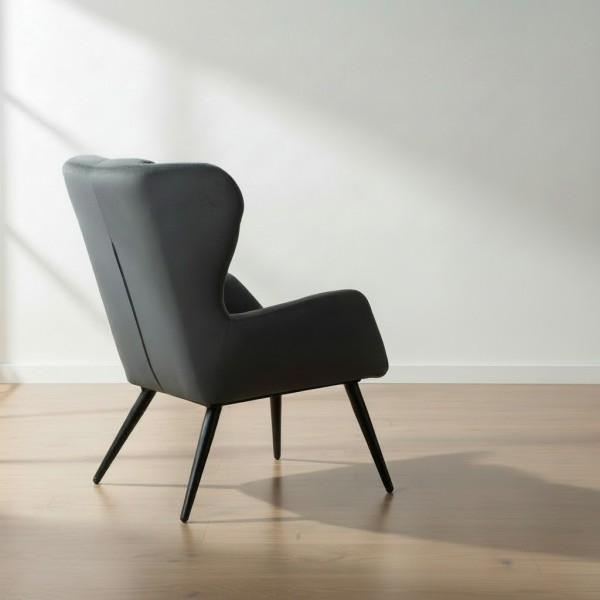 Velvet Wingback Armchair-Dark Grey | Modern Designer Accent Chair for NZ Homes 