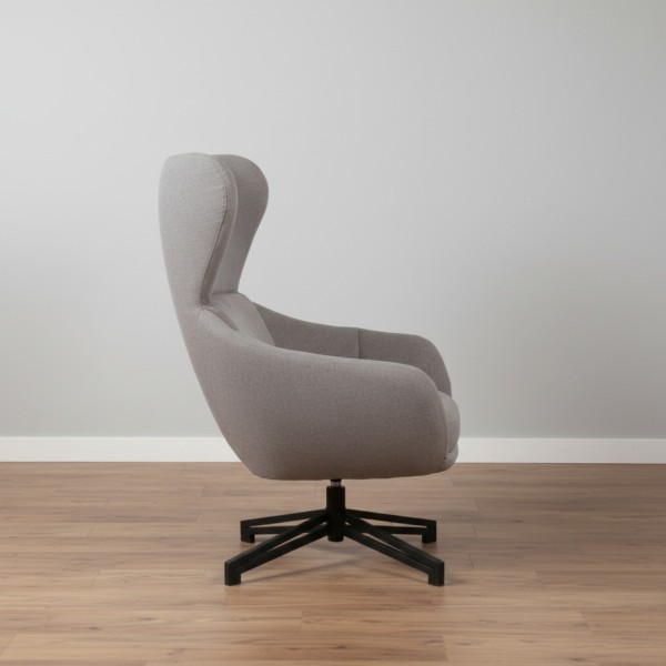 Modern Wingback Swivel Armchair - Light Grey 