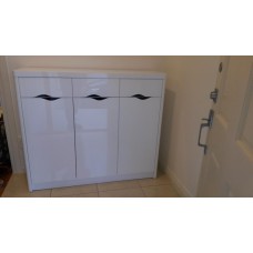 High gloss white 3 doors  shoe cabinet / storage cabinet