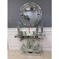 Hand in hand  mirrored glass console table with wall mirror set 