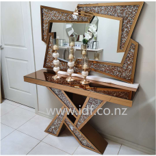 Mirrored glass console table with wall mirror 