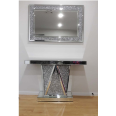 Mirrored glass console table with wall mirror