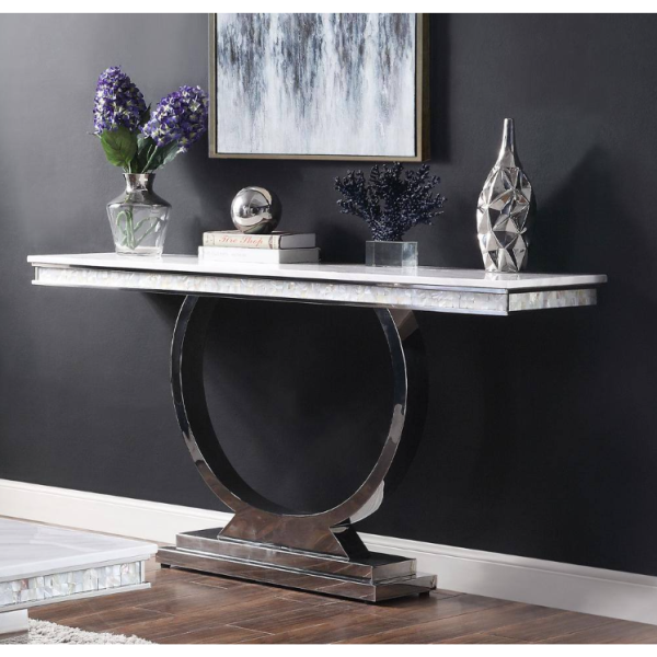 White sintered Stone top console table -160cm