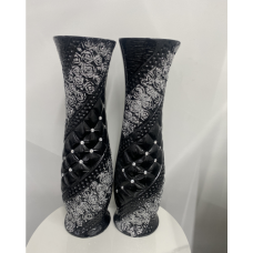 Black & Silver flower vase -Pair