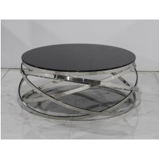 Black glass round coffee table 