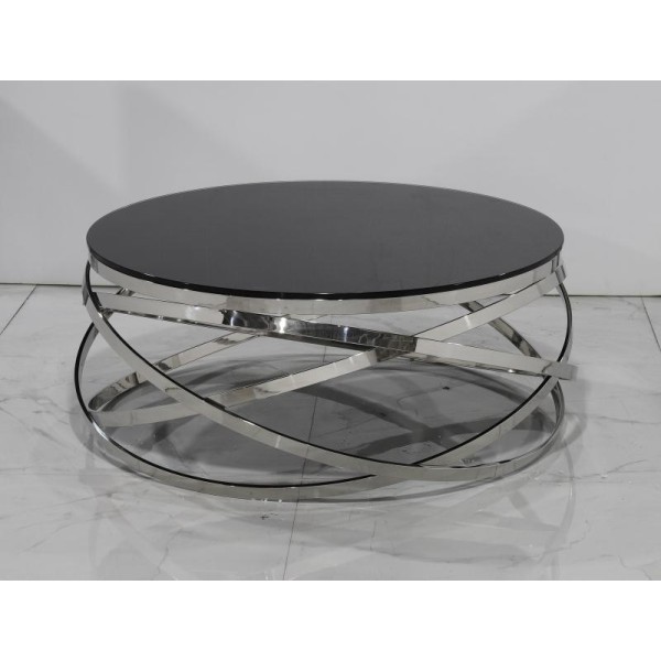 Black glass round coffee table 