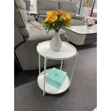 2 Removable tray round side table -White 