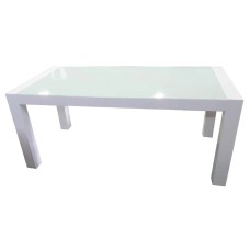 Glass top with white gloss dining table 