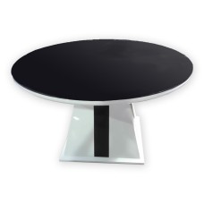 Black glass top round table 