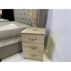 Oak finish 3 drawers bedside cabinet 