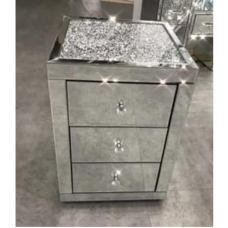 Mirrored glass bedside cabinet 
