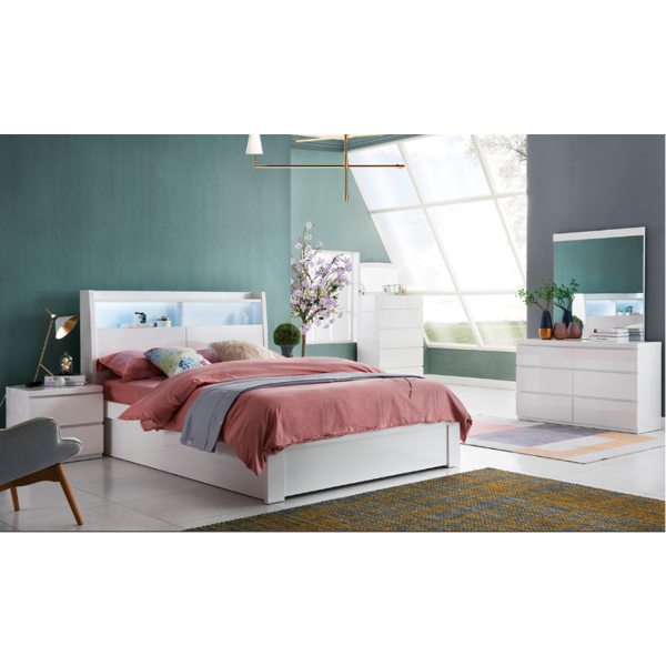 Storage bed frame -Gloss white 