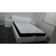 Snowy white leather bed frame -King-size 