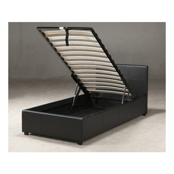 Leather storage lift bed frame