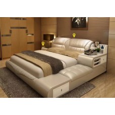 Luxury leather bed with storage chaise
