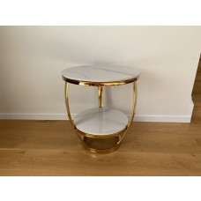 Vivary Round Side Table - White & Gold 