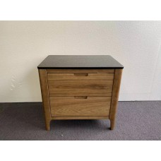 Black marble top 2 drawers side table 