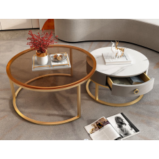 Modern round nesting coffee table 