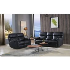 2+3 Seater leather  recliner sofa Black 